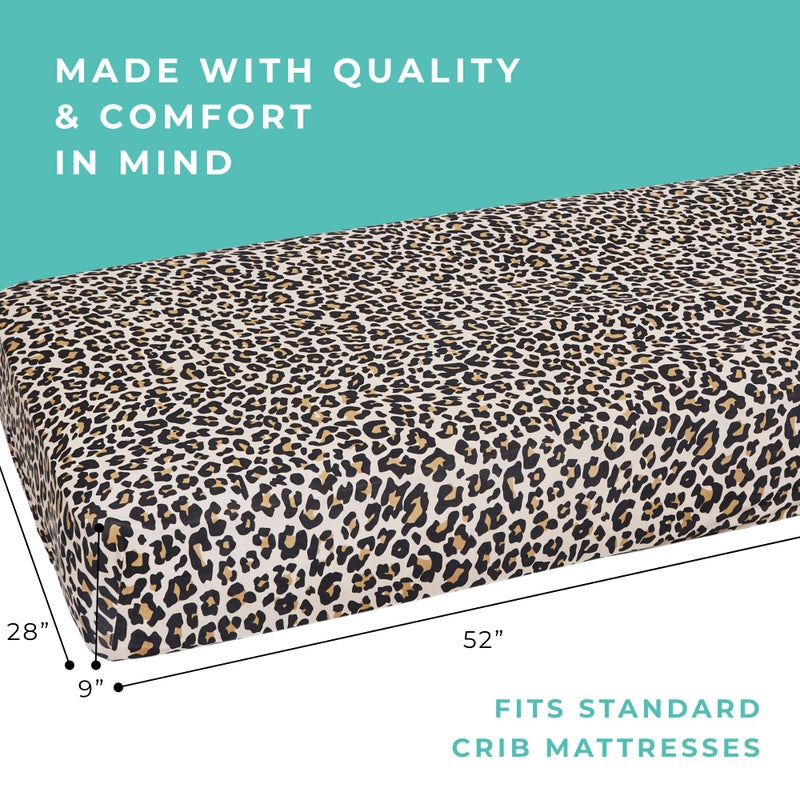 Posh Peanut Fitted Crib Sheet, Soft Viscose from Bamboo Fabric, Standard Crib and Toddler Mattresses 52" by 28" (Lana Leopard Tan) - Image 3